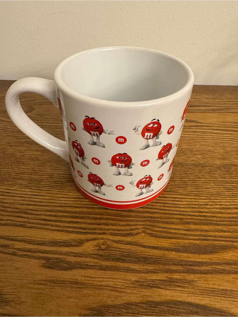2018 M&M's "The Many Expressions of Red" Coffee Mug 16 oz White Ceramic Mars